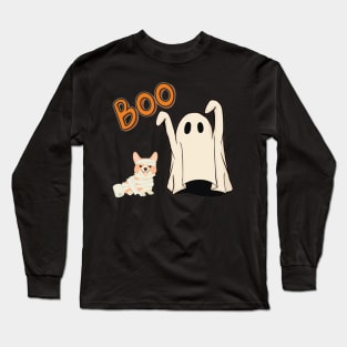 Boo! Retro Ghost and TP Corgi Long Sleeve T-Shirt